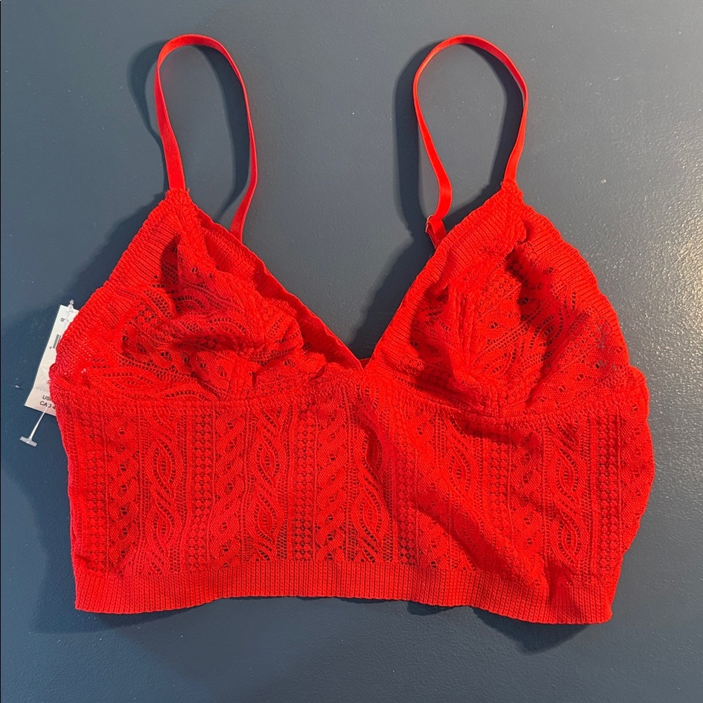 Aerie Red Lace Bralette Small NWT